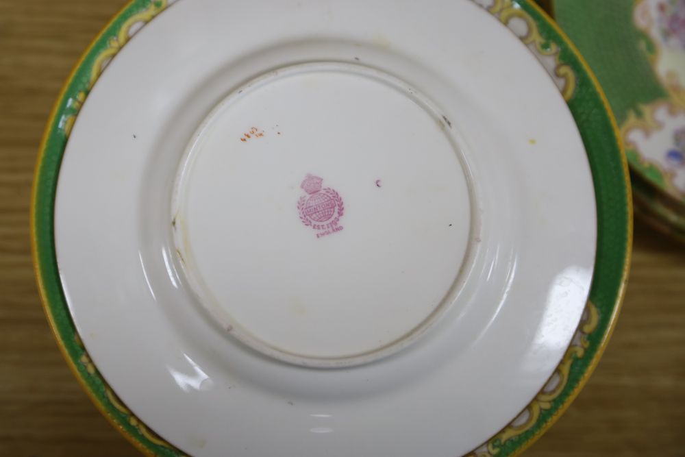 Two Masons ironstone soup bowls, four Masons plates, 14 items of Mintons porcelain